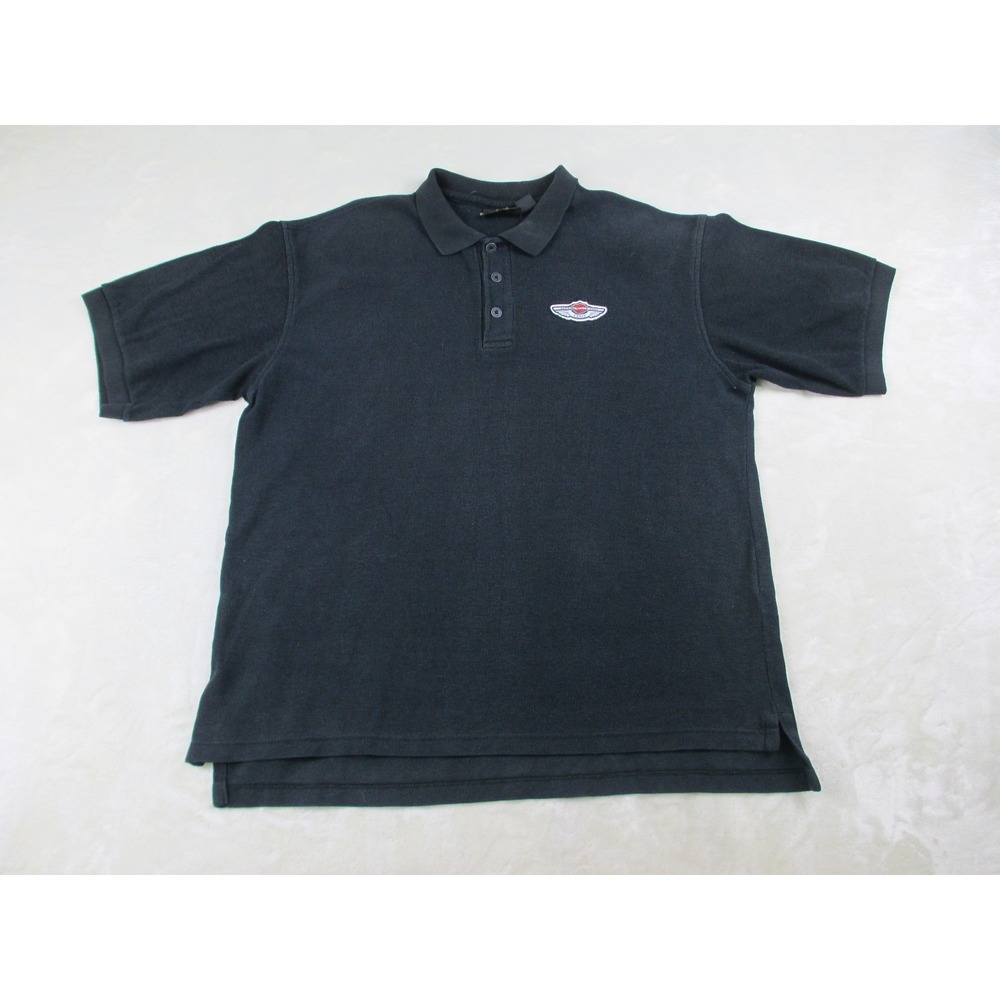 VINTAGE Harley Davidson Polo Shirt Mens Extra Large Black 100‎ Years Biker*